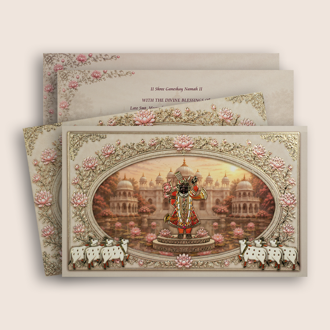 Ivory Lord Shrinathji Palace Invitation Card – KPR07070