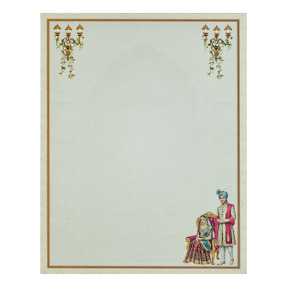 Brown Padded Bride Groom Wedding Card-KNMO9318