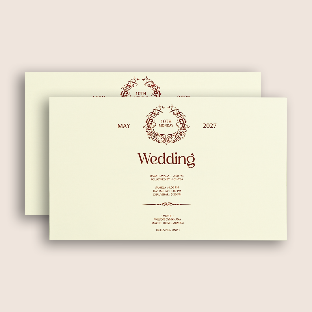 White Embossed Floral Marriage Card - KPR010310