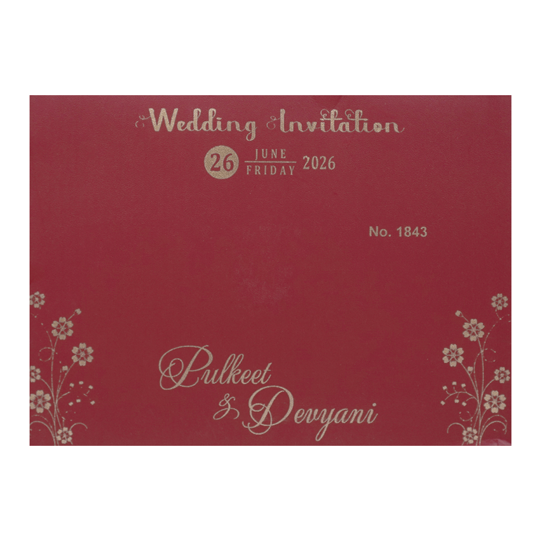 Red Cream Gold Foil Wedding Card-KJTS1843