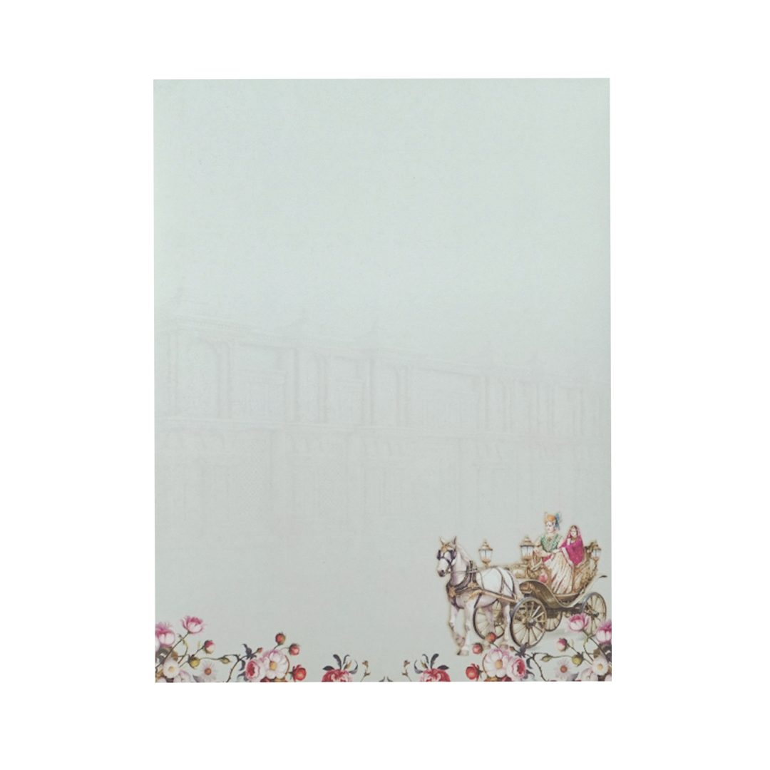 Grey Royal Carriage Wedding Card-KNKC4091