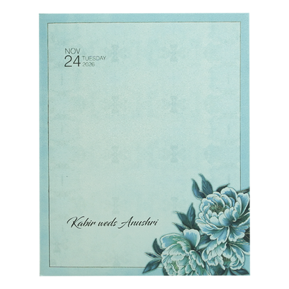 Blue Floral Luxury Wedding Invitation Card-KPR24750