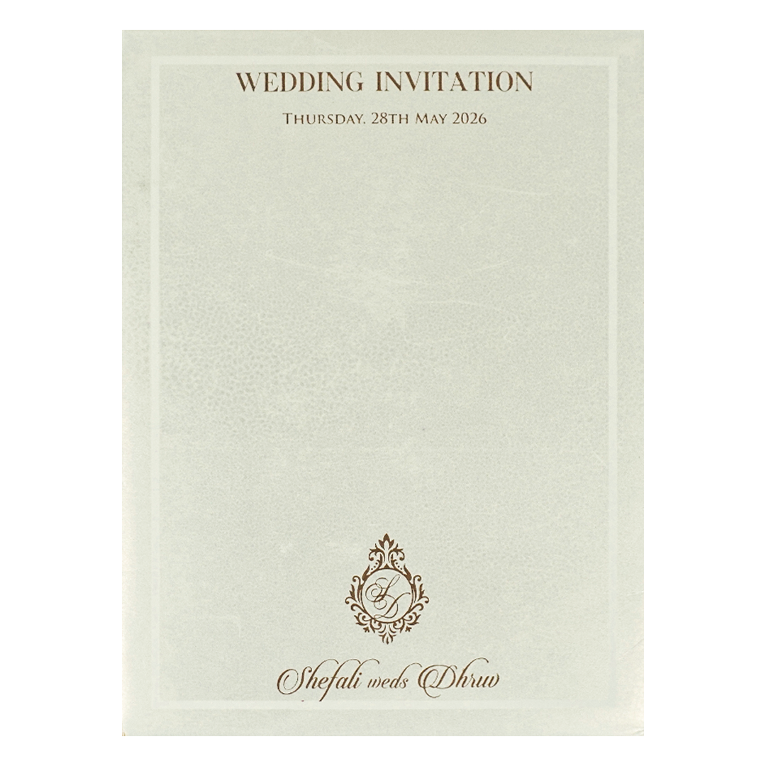 White Ganesha Floral Padded Wedding card-KRE28210