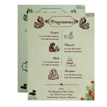 Green Cream Floral Door Nameplate Invitation Card-KNKJ1118