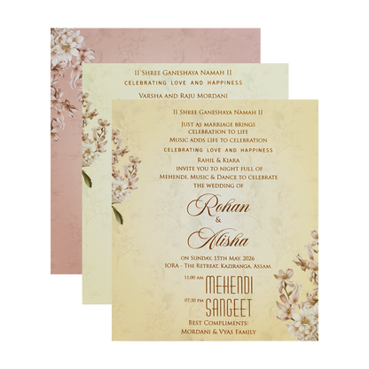 Pastel Pink Laser Cut Floral Arch Wedding Card - KFR16380