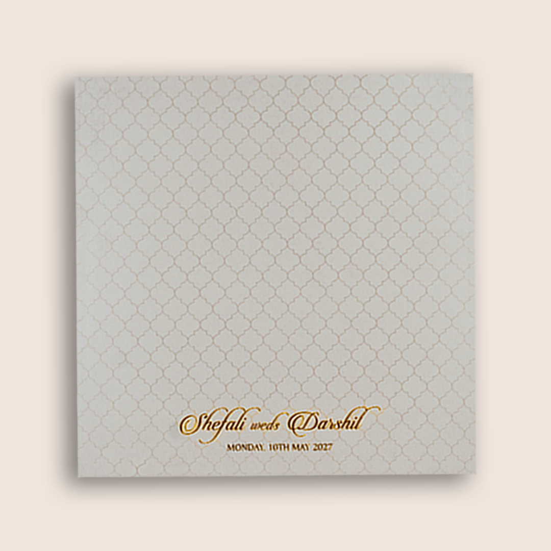 White Floral Padded Wedding Invitation Card - KPR020120