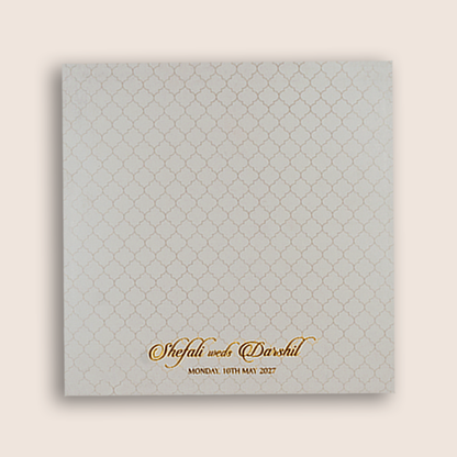 White Floral Padded Wedding Invitation Card - KPR020120