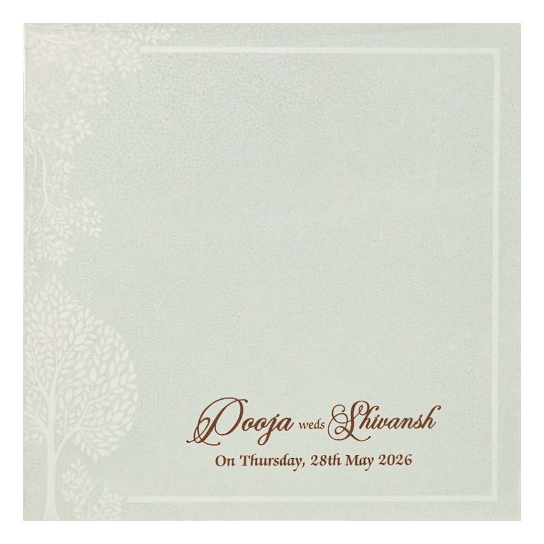 White Ganesha Elephant Wedding Card-KRE27740