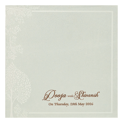 White Ganesha Elephant Wedding Card-KRE27740