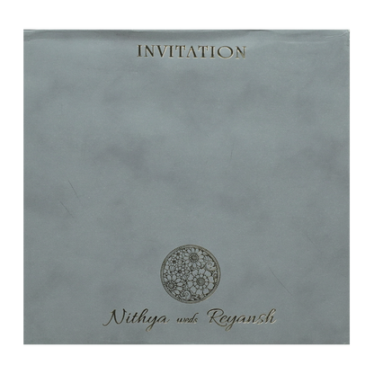 Blue Padded Floral Wedding Card-KRC31480