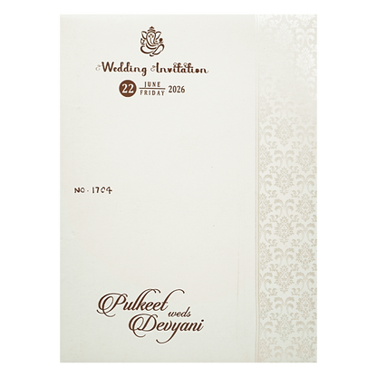 White Gold Couple Wedding Card-KJTS1704