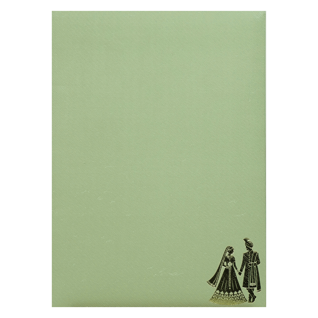 Sage Green Gold Couple Wedding Card-KNCM045N