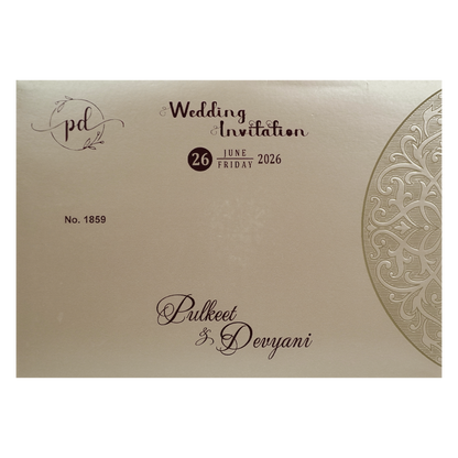 Gold Royal Motif Padded Wedding Card-KJTS1859