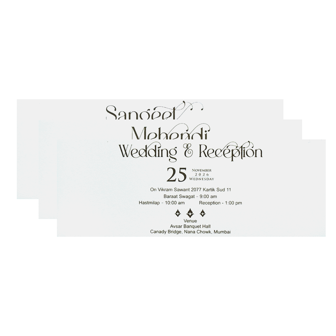 White Royal Carriage Theme Wedding Invitation-KPR24870