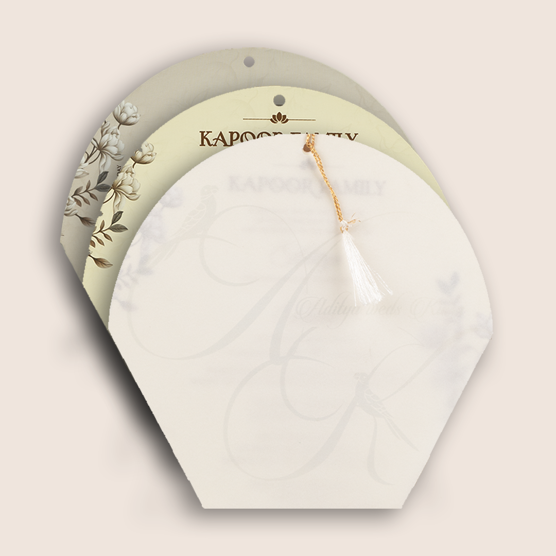 Cream Lilly Flower MDF Laser Cut Wedding Card - KFR17140