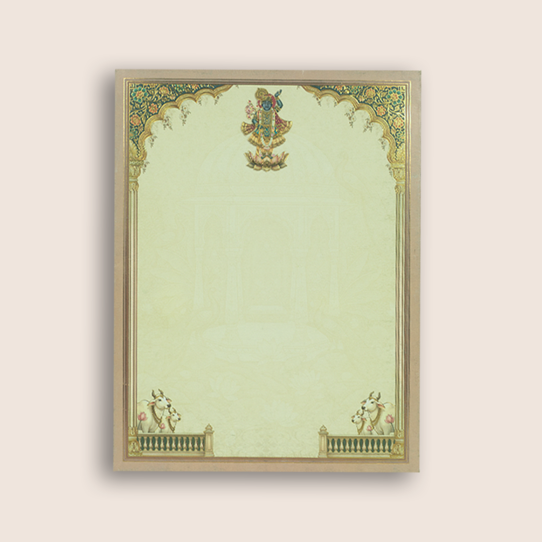 Green Shreenathji Laser Cut Padded Wedding Card - KAA05920