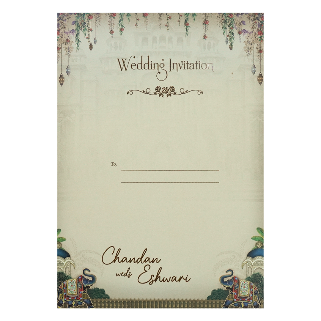 Grey Royal Elephant Padded Wedding Card-KSH72530