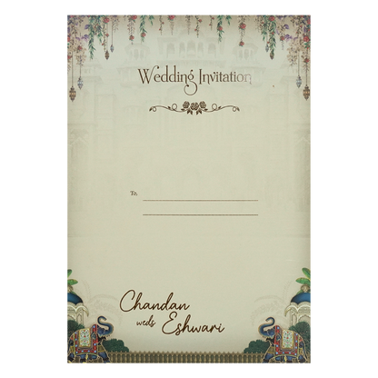 Grey Royal Elephant Padded Wedding Card-KSH72530