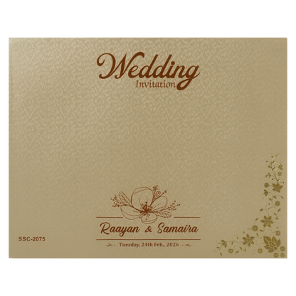 Gold Floral Padded Wedding Card-KSSC2075