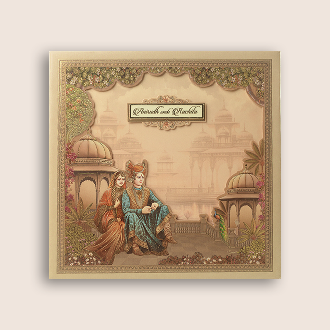 Sandal Bride Groom Laser Cut Padded Wedding Card -KAA06230