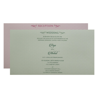 White Minimal Padded Classic Wedding Card - KMMWD1130