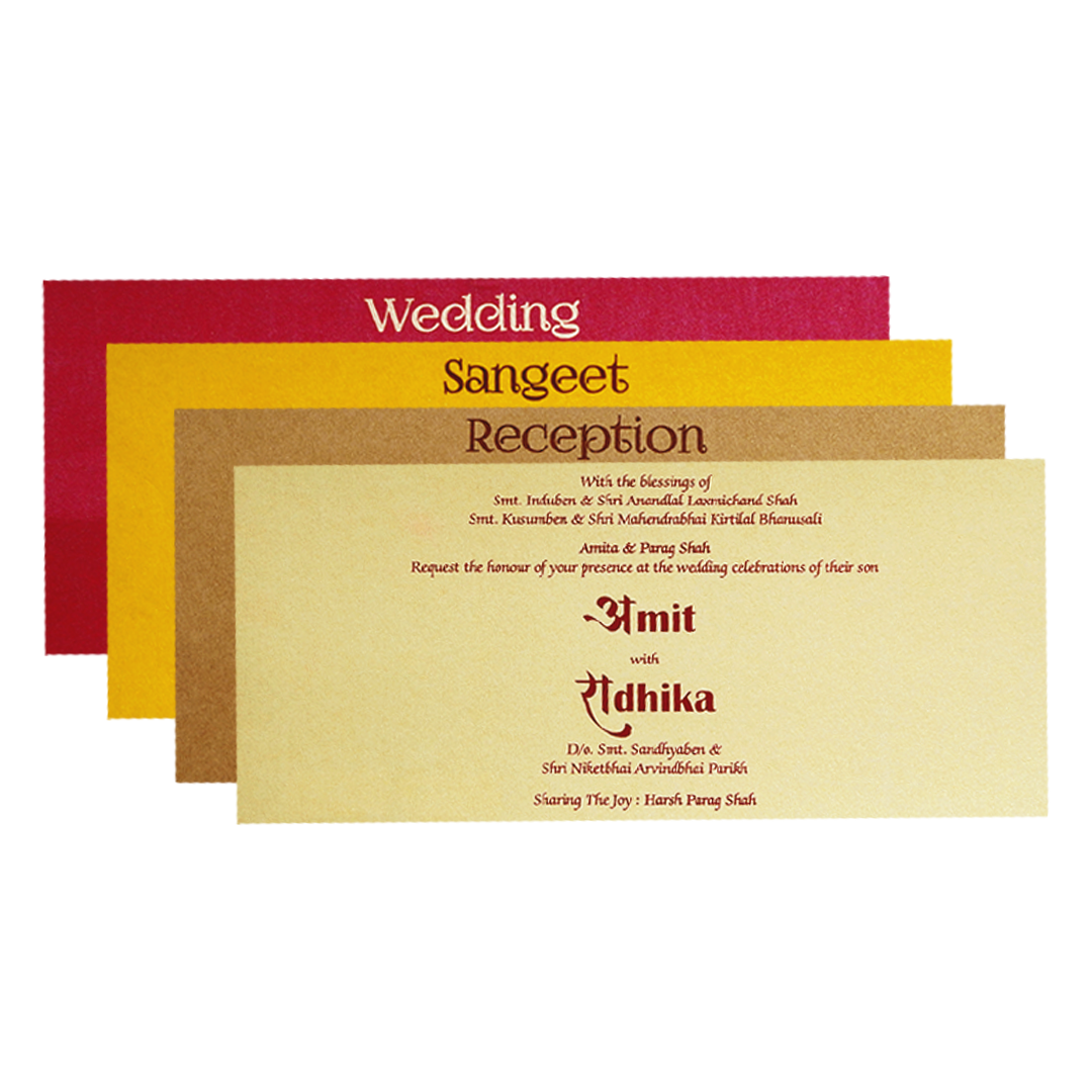 Ivory Gold Embossed Floral Wedding Invitation Card-KPR06290
