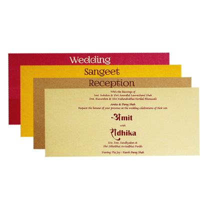 Ivory Gold Embossed Floral Wedding Invitation Card-KPR06290