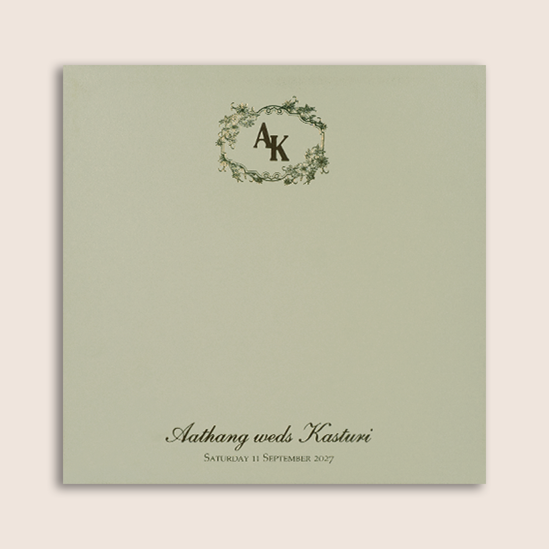 Grey Floral Laser Cut Padded Marriage Card - KPR023530