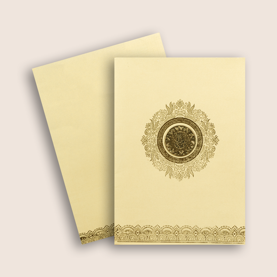 Cream Gold Floral Wedding Card - KNCM16CG