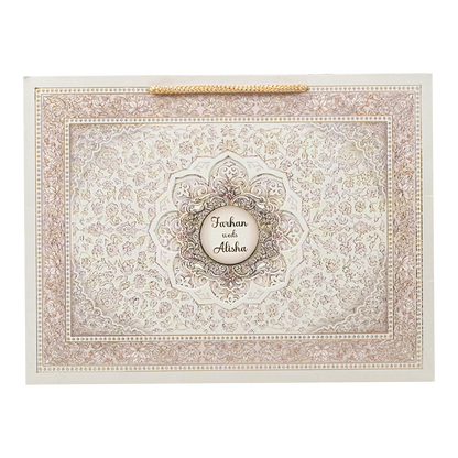Pink Gold Mandala Bag Style Wedding Card-KSI65150