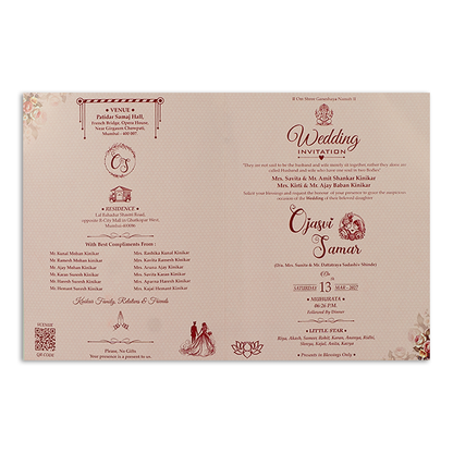 Pink Floral Door Style Wedding Invitation - KSH73470