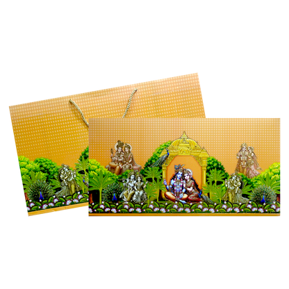 Orange Radha Krishna Embossed Wedding Card-KPR24650