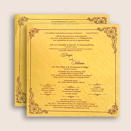 Gold Floral Pattern Wedding Card - KNPO5526G