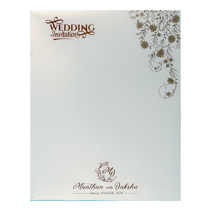 White Gold Floral Padded Wedding Card-KSSC2072