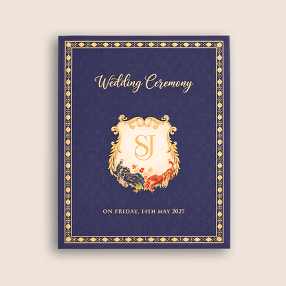 Royal Blue Traditional Padded Wedding Invitation Card - KNLW202578