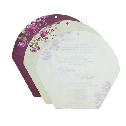 Royal Purple Laser Cut Floral Arch Wedding Card - KFR16190