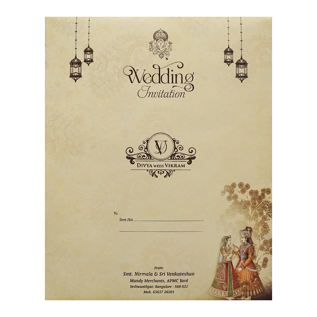 Royal Ganesha Couple Wedding Card-KNKJ1123