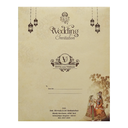 Royal Ganesha Couple Wedding Card-KNKJ1123