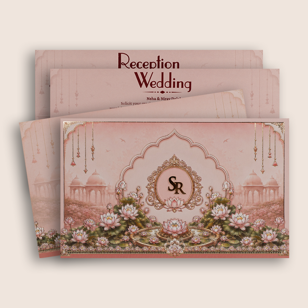Pink Embossed Floral Invitation Card - KPR07110