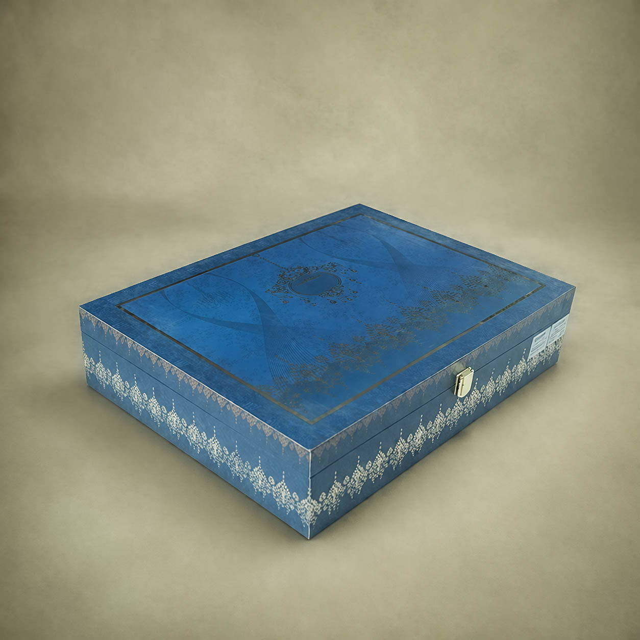 Blue Gold Floral Luxury Invitation Box-KNWD1116