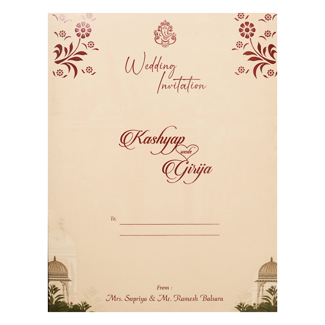 Rama Sita Traditional Padded Wedding Card - KSH72350