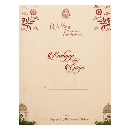 Rama Sita Traditional Padded Wedding Card - KSH72350