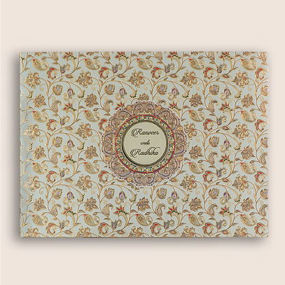 Cream Colourfull Floral Wedding Card - KAA05390
