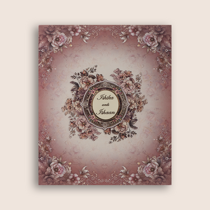 Pink Floral Premium Wedding Card - KAA05220