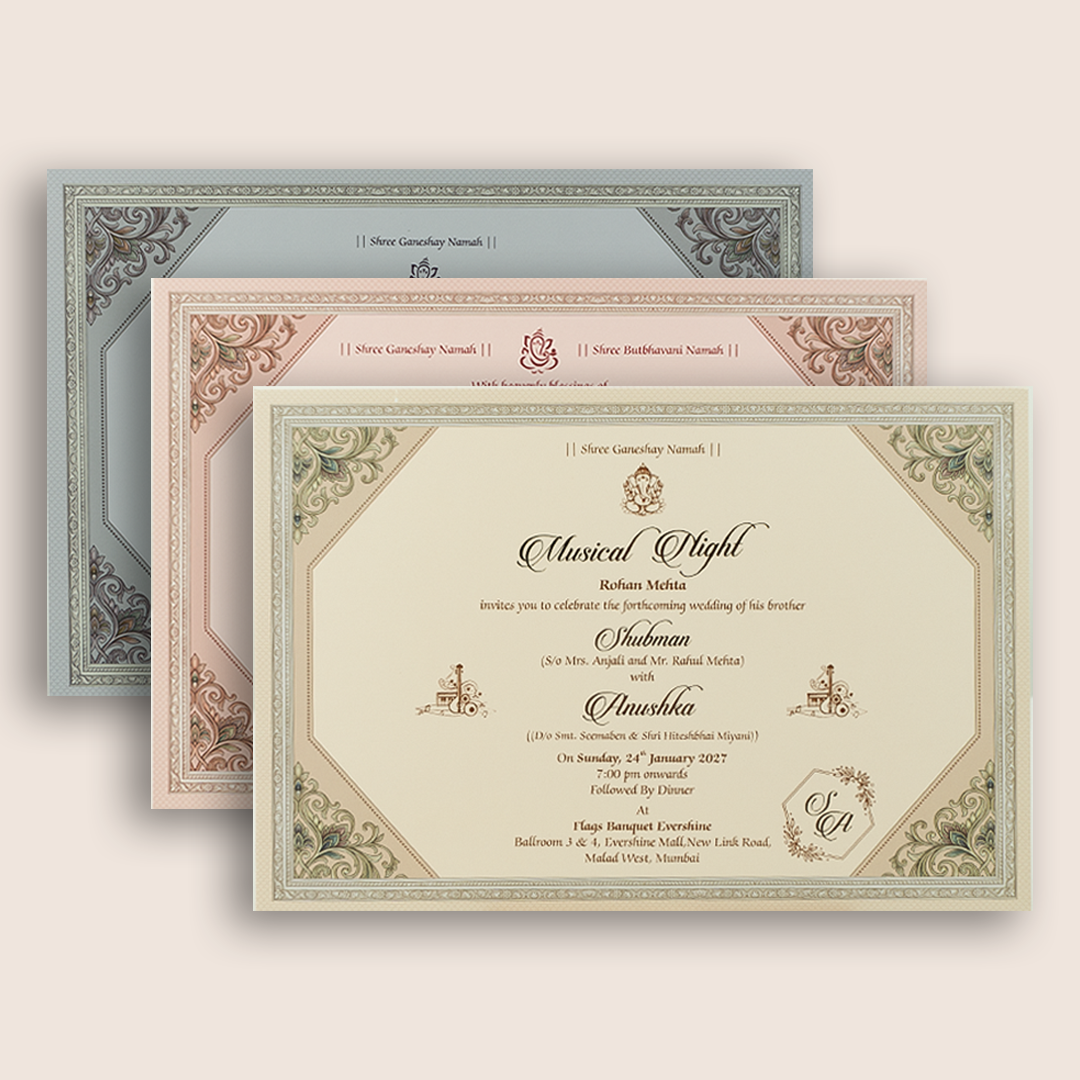 Pink Floral Laser-Cut Padded Wedding Invitation - KRB10850