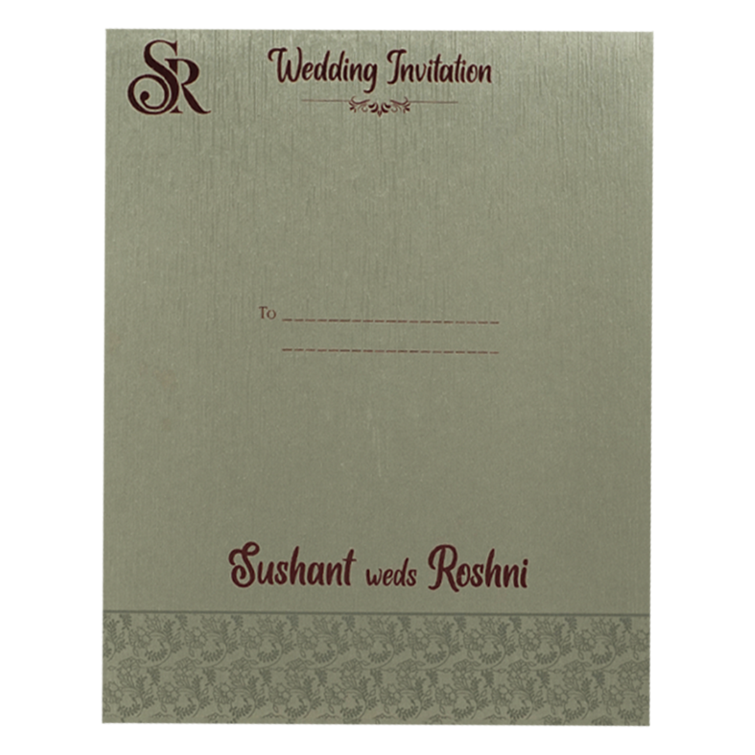 Grey Taupe Arch Wedding Card-KSI65050