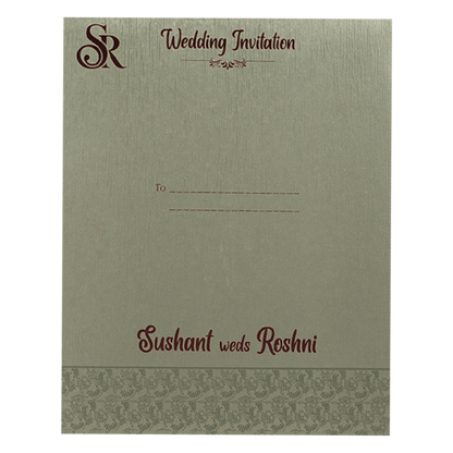 Grey Taupe Arch Wedding Card-KSI65050
