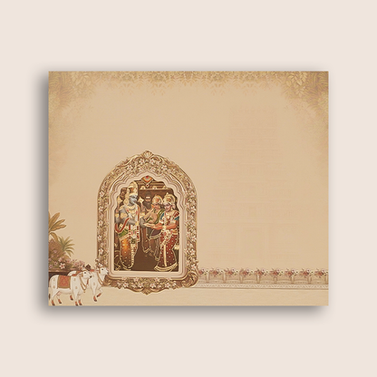 Brown Ram Sita Door Style Wedding Card - KNCR8911