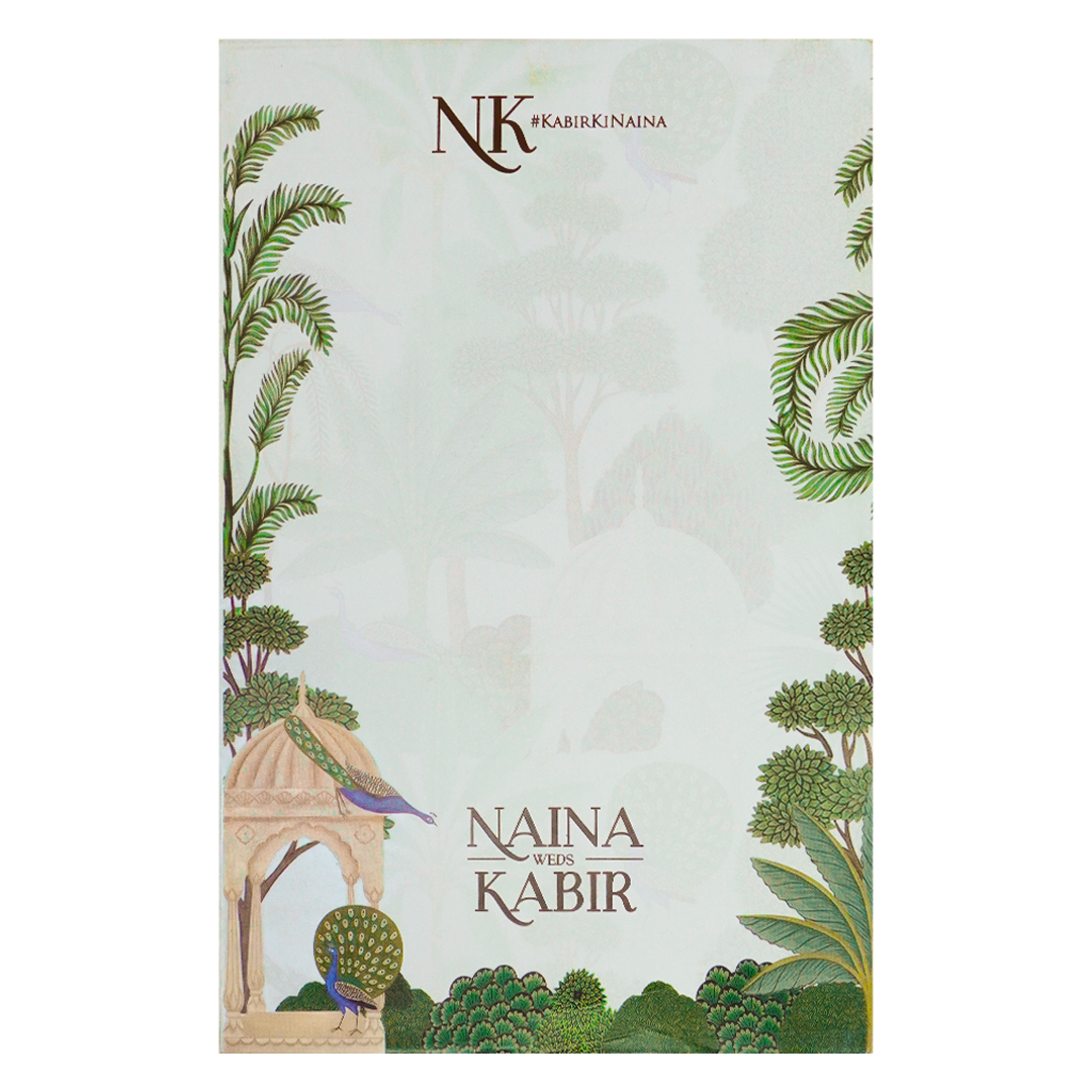 White Peacock Gazebo Wedding Card-KSH71030