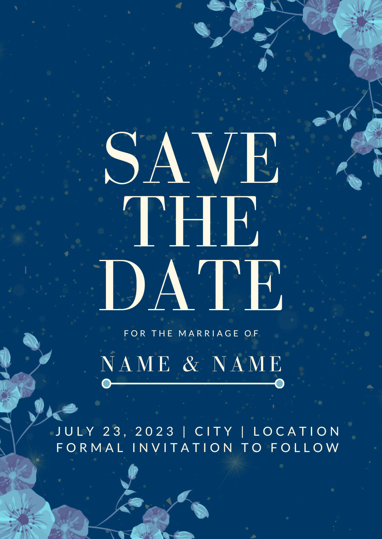 Blue Floral Save The Date Invitation-AASTD002